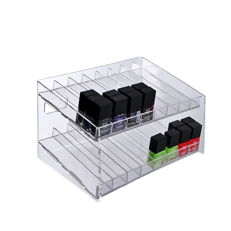Présentoir à deux niveaux 16 compartiments, 8 pièces par niveau. Dimensions: l 12 po x P 8,5 po x H 6,5 po