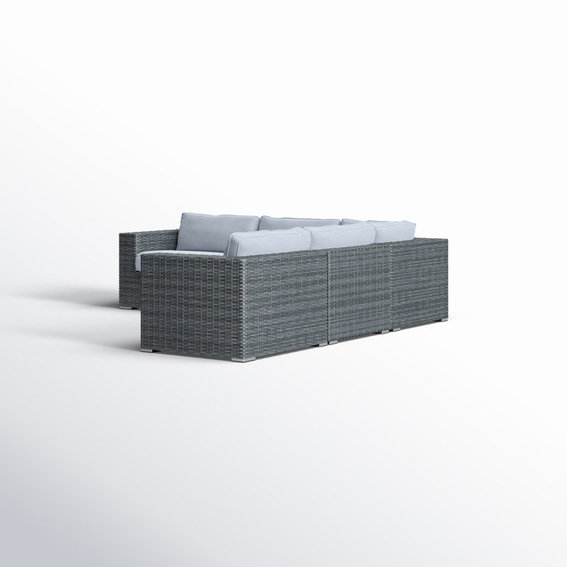 Ana Fully Assembled Patio Sectional With Cushions, Olefin Grey, Mixed Grey