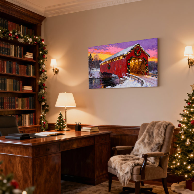 Ensemble de 3 reproductions d'art sur toile, "Christmas", H 20 po x l 30 po
