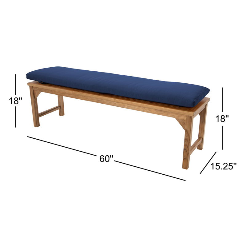 Banc de jardin en teck Velay, H 18 po x l 60 po x P 15,25 po, Marine