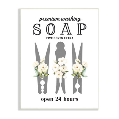 " Floral Clothespin Silhouette Vintage Script Soap Signage " by Lettered And Lined