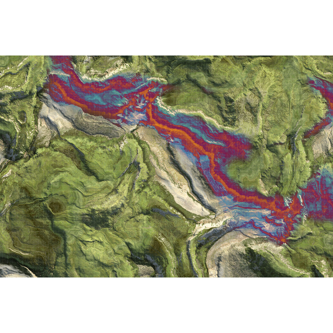 Klimawandel auf der Topografiekarte von Dem - Leinwandbild