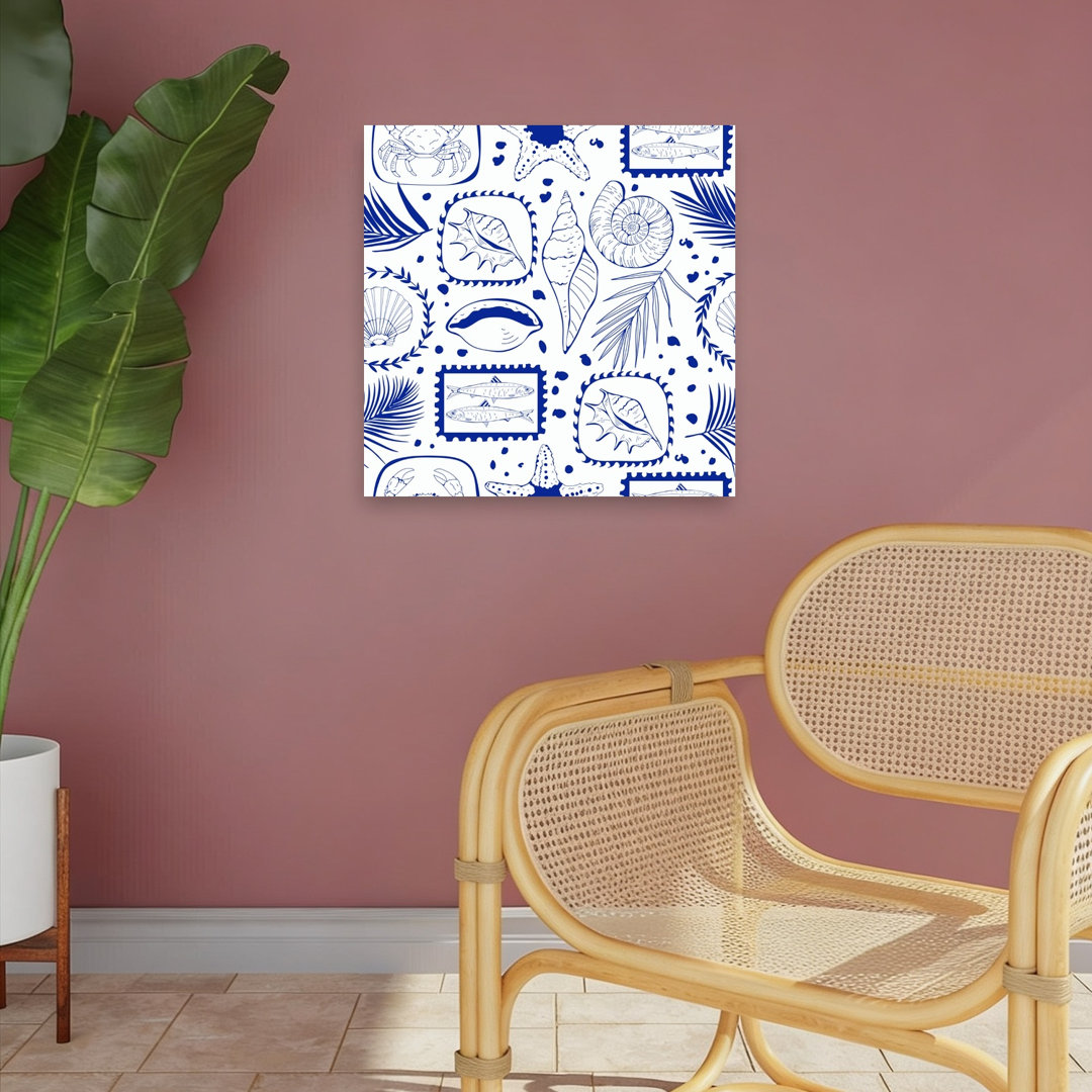 Nautical Sea Collection Abstract Starfish Crab Fish Coastal Wall Art Print