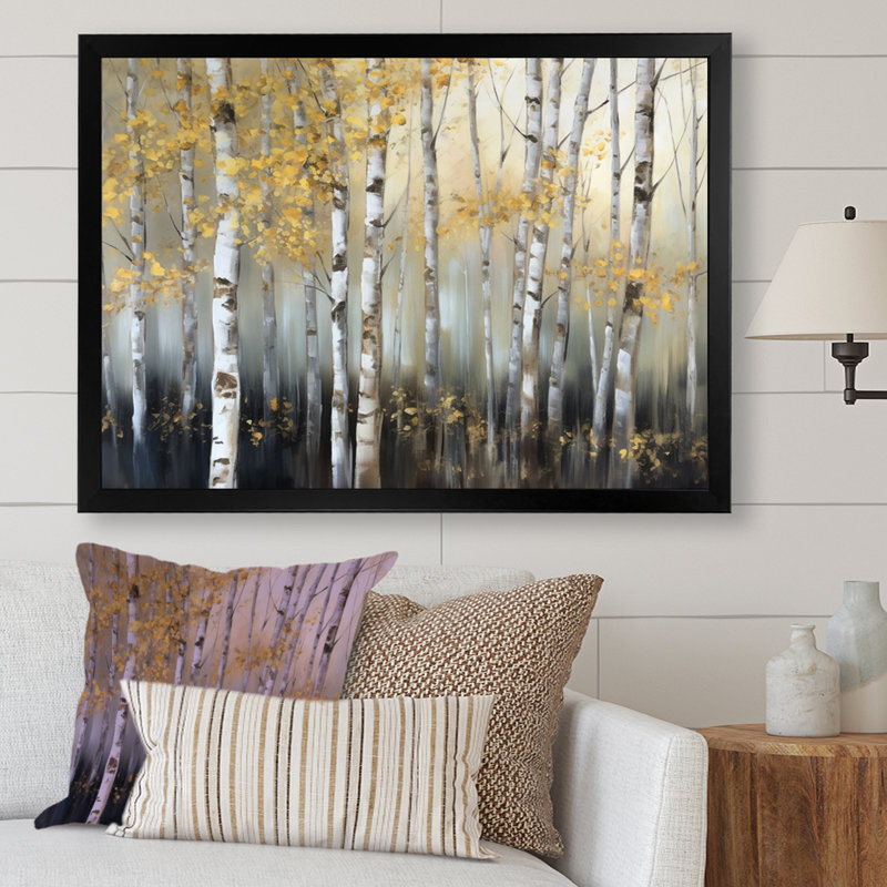 Bouleau Arendien forêt dense I - impression, Impression encadrée, H 16 po x l 32 po, Noir