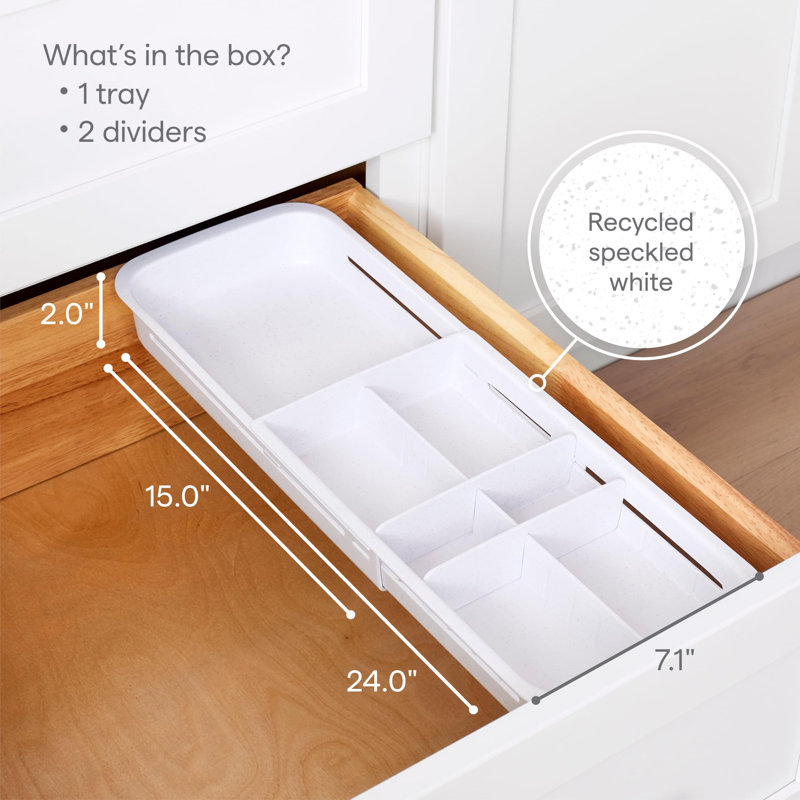 YouCopia DrawerFit Sliding Tray with Adjustable Dividers, Expandable Kitchen Drawer Organizer
