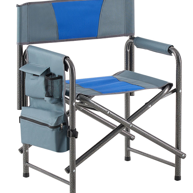 Folding Chair With Construction - 2 Lightweight For Outdoor, Blue/Grey Oversized Storage Pockets Comfortable Outdoor Adventures,