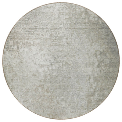 8' Round Beige Round Washable Non Skid Indoor Outdoor Area Rug