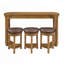 Ensemble de table de bar en bois massif avec 3 tabourets, finition en placage naturel, conception peu encombrante pour les petites cuisines et les salons.