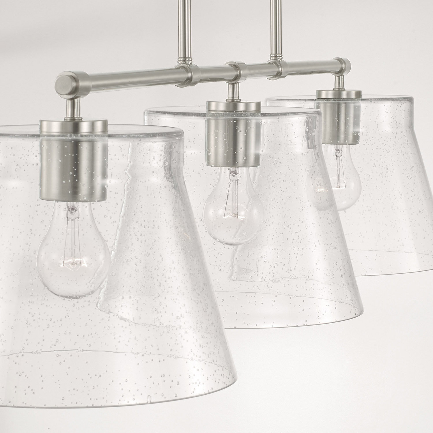 Alorie 3 Light Glass Dimmable Pendant, Brushed Nickel