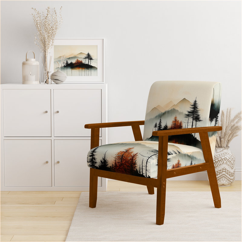 Chaise rembourrée Forest - Fauteuil Minimal Forest Solitude Horizon, Accoudoirs carrés bruns