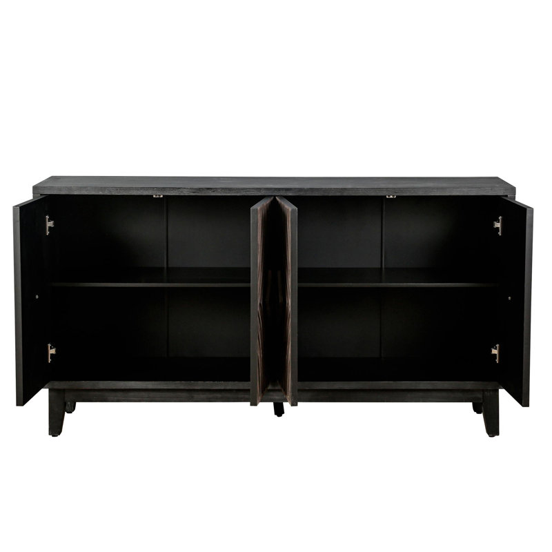 Buffet Mid-Century en bois, Brun antique