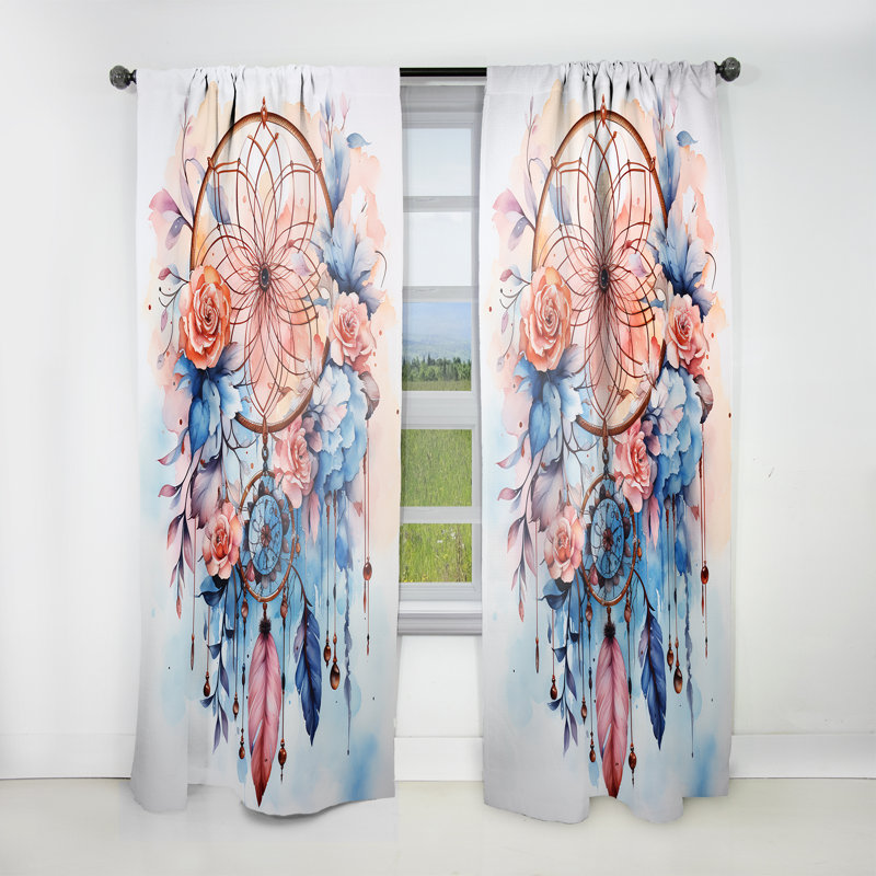Chelles - Rideau obscurcissant abstrait Dream Catcher - 1 panneaux, L 52 po x L 108 po