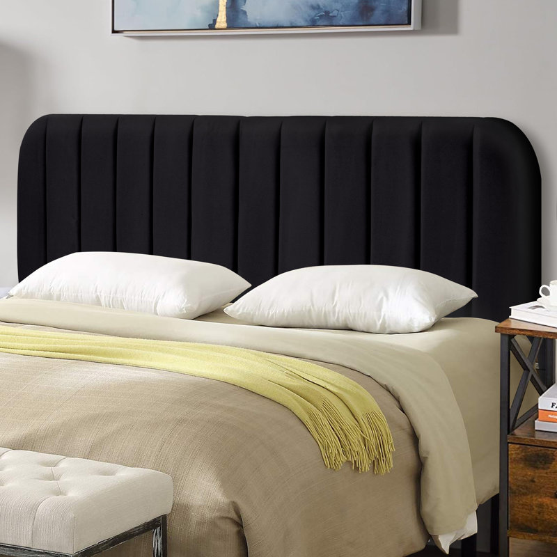 Upholstered Easy Assemble Headboard, Black, King