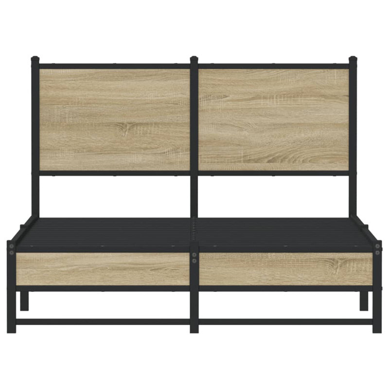 Borough Wharf Metal Bed Frame Without Mattress, 125 x 196 cm, Sonoma Oak