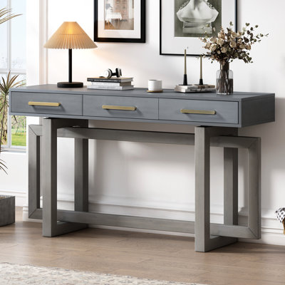 Console Ustyle avec trois tiroirs, très longue pour le couloir. Console polyvalente, entrée de tiroir gris antique - vestibule moderne
