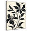 Très grand imprimé sur toile - Silhouette de fleur noire minimaliste sur fond crème pour le salon ou la chambre à coucher - «Assemblage requis du cadre (cadre non fini)»-129758583