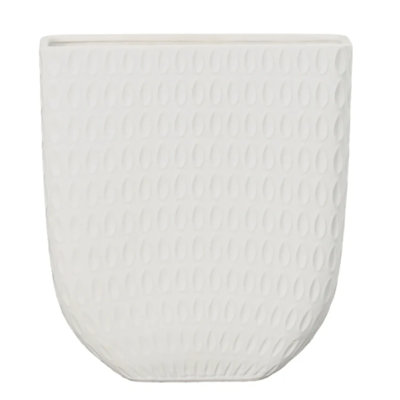 Ceramic Tall Rectangle Vase Matte Finish White