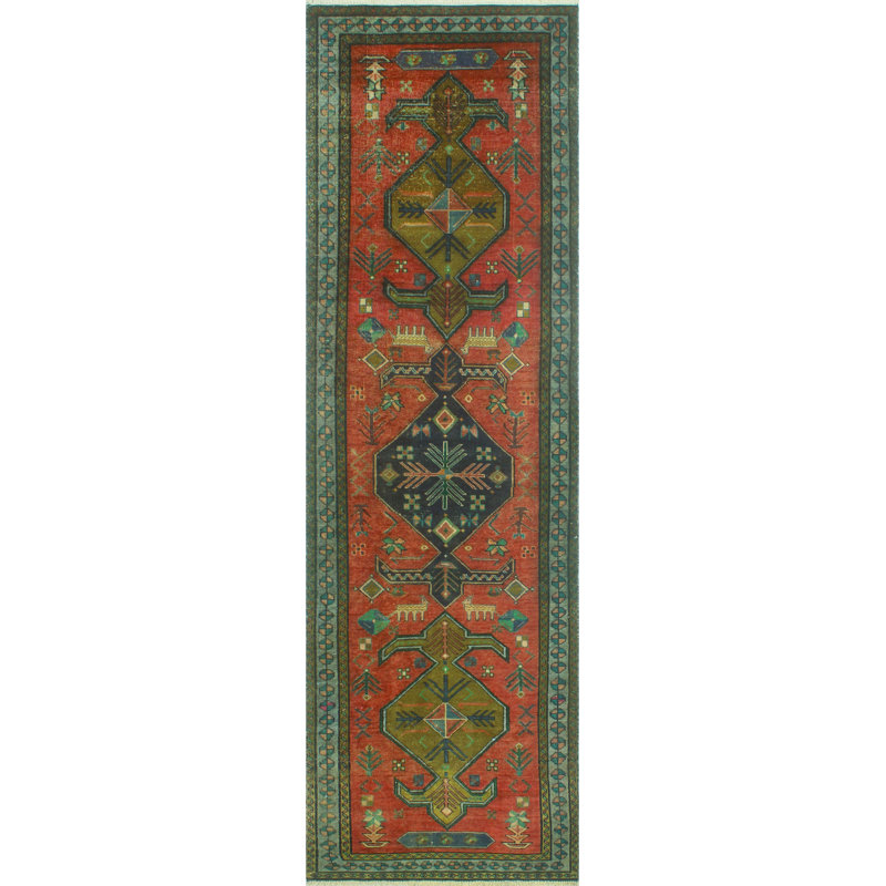 One-of-a-Kind 3'3" X 10'7" 1980s Runner Wool Area Rug in