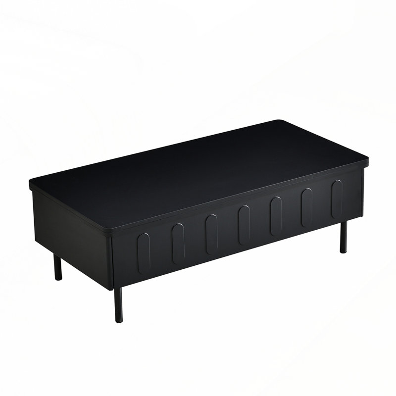 Table basse à plateau relevable avec 2 tiroirs et rangement caché pour le salon, Noir