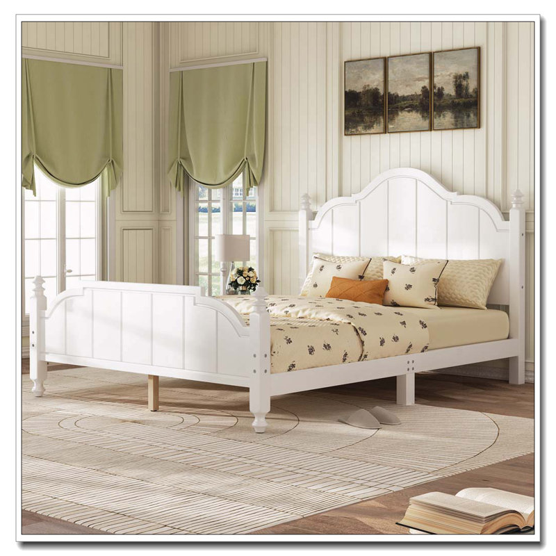 Bed Frame Queen Size with Headboard,, White