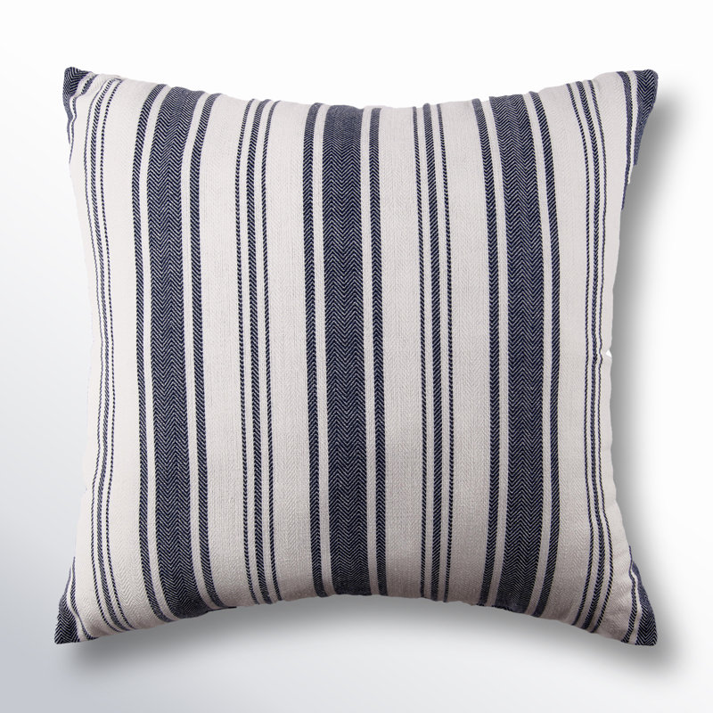 Savannah Stripe Woven Square Throw Pillow, Navy