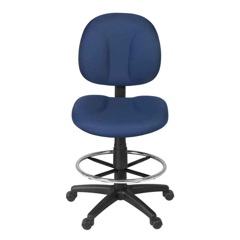 Regency Comfort Series Swivel Fabric Computer Task Chair with Drafting Kit -Navy Blue, Blue