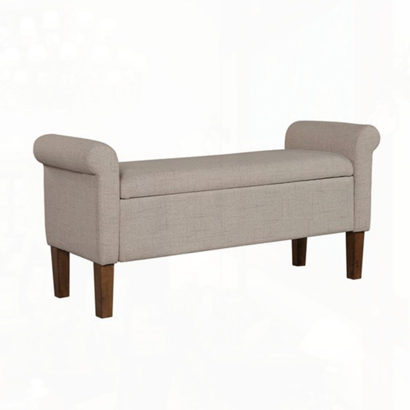Upholstered Storage Bench, Beige