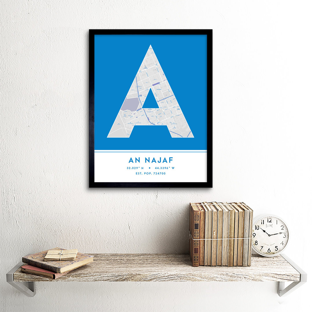 An Najaf City Map An Najaf Iraq City Map - Single Picture Frame Typography