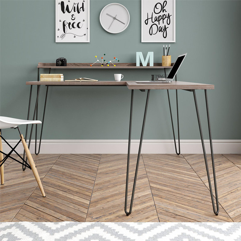 Bureau en L Vansant, Chêne gris délavé