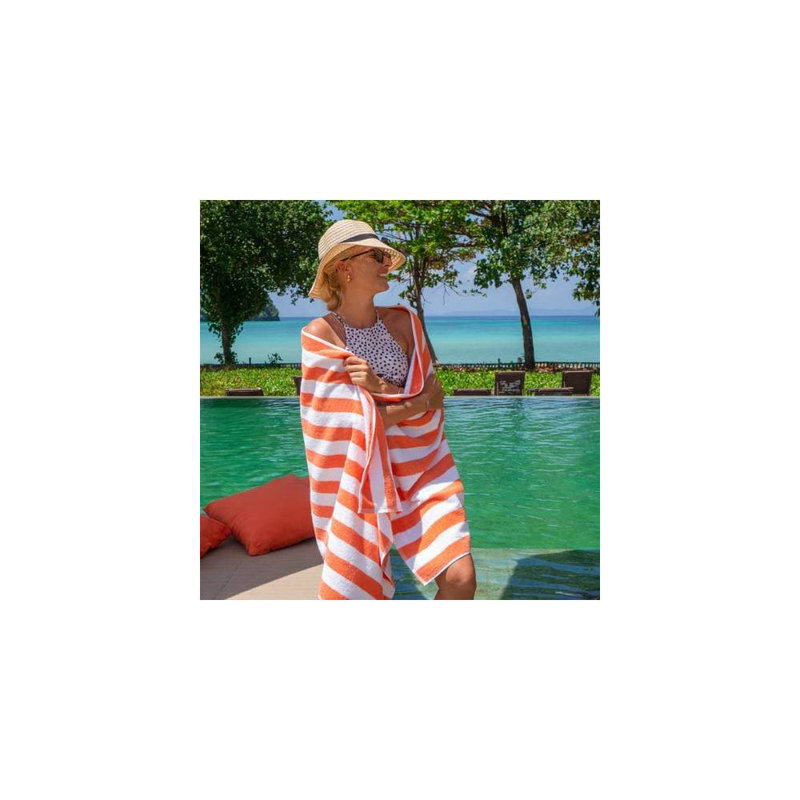 Serviette de plage 100% coton Ayomipo, Corail, Oui