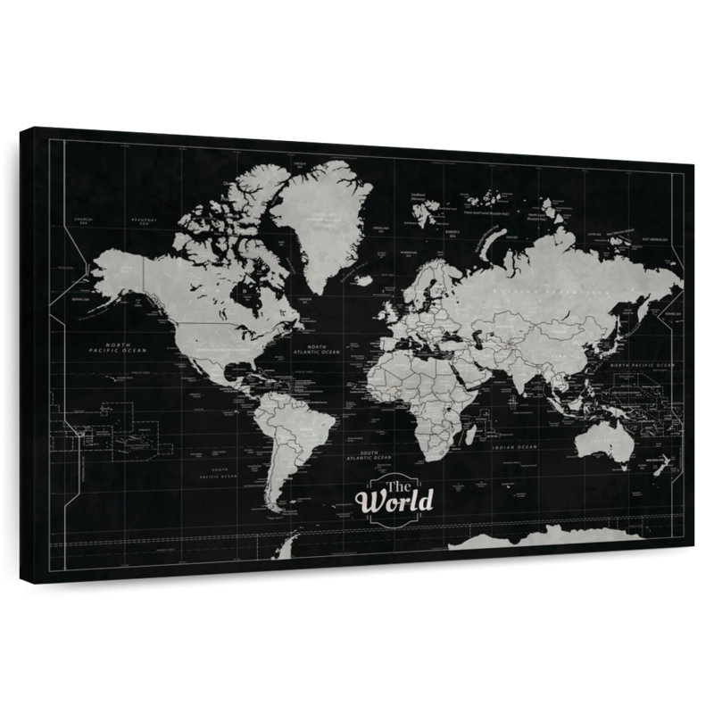Push Pin World Alvertia - foncé, H 16 po x l 24 po