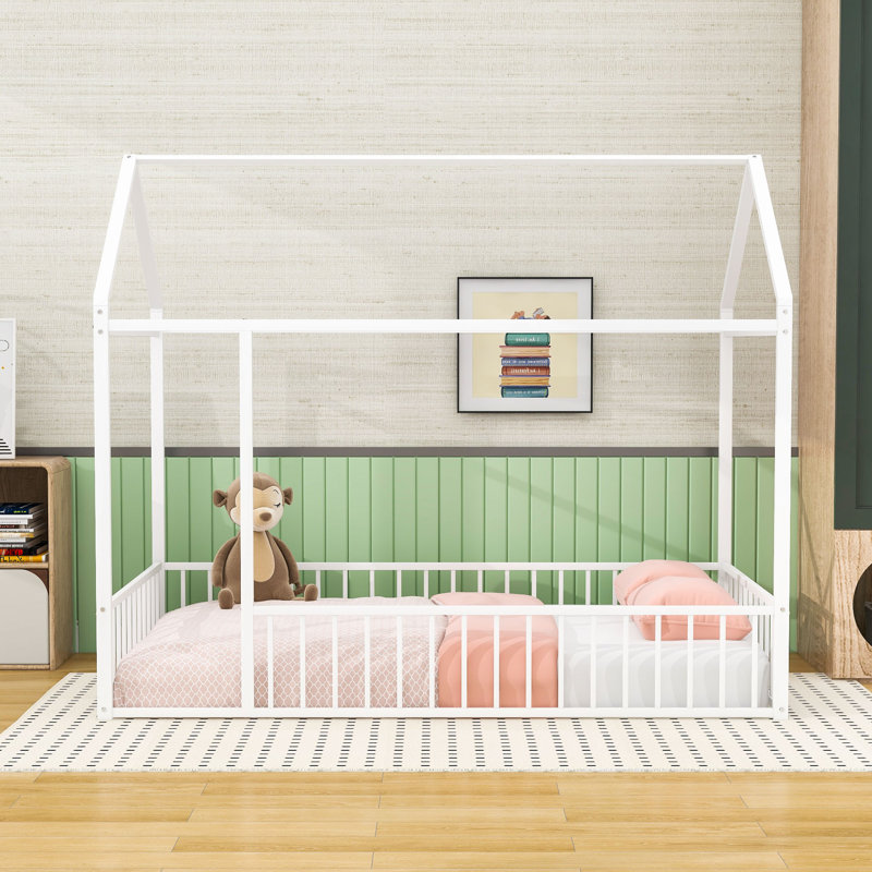 Lit simple avec conception de maisonnette, Blanc