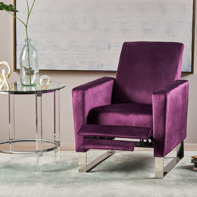 Fauteuil inclinable manuel Cesilie, Velours, Aubergine