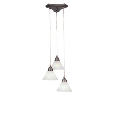 Europa 3 Light Cord Cluster Pendalier Shown In Matte Black Finish With 7" Gold Ice Glass