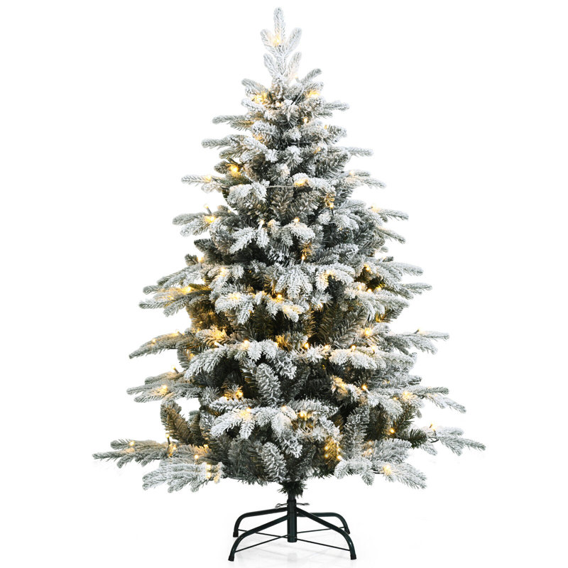 4,5 pi Arbre de Noël floqué avec lumière, installation rapide, 4.5'
