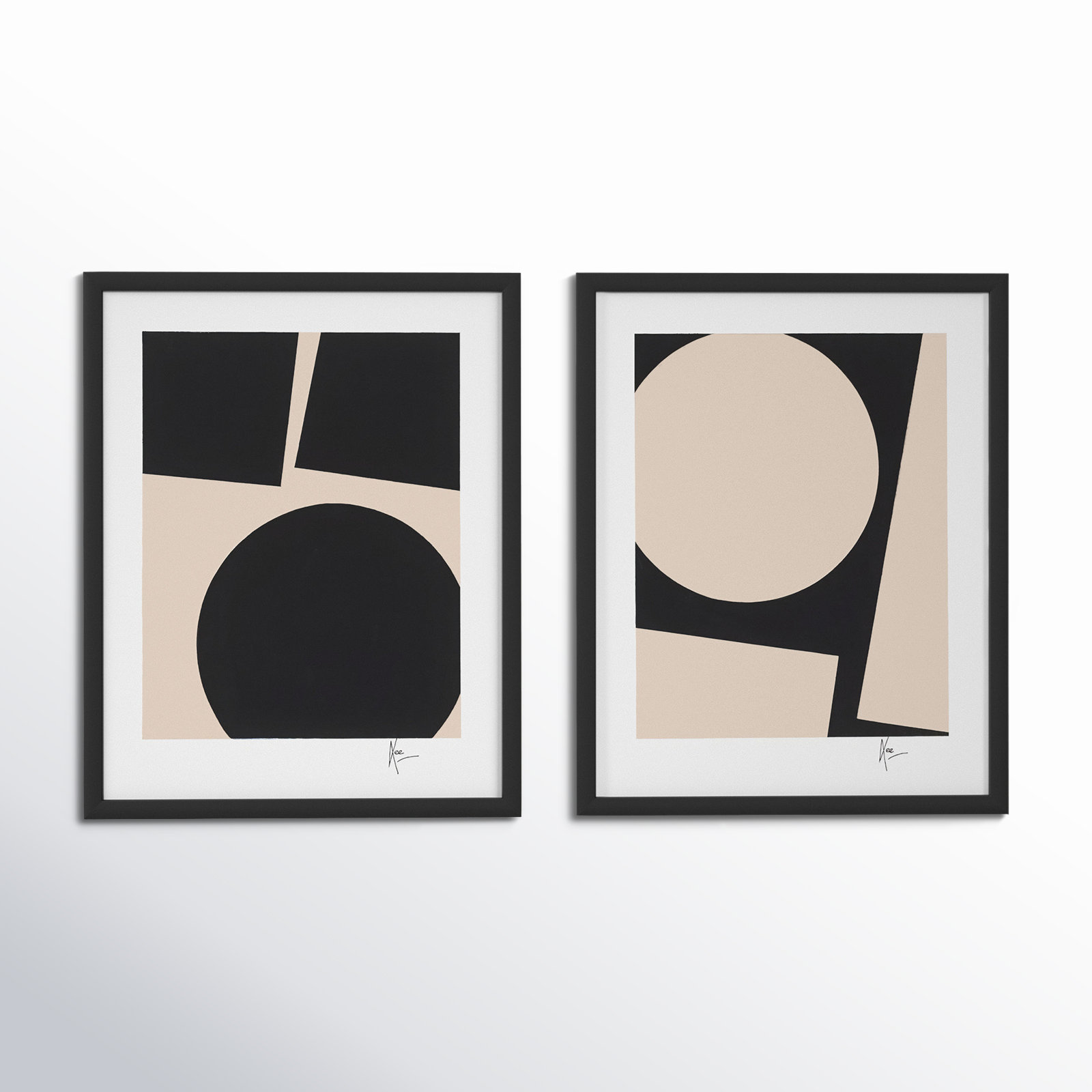 You and Me "You and Me" 2-Piece Print Set, Black, 20" H x 16" W x 1.25" D