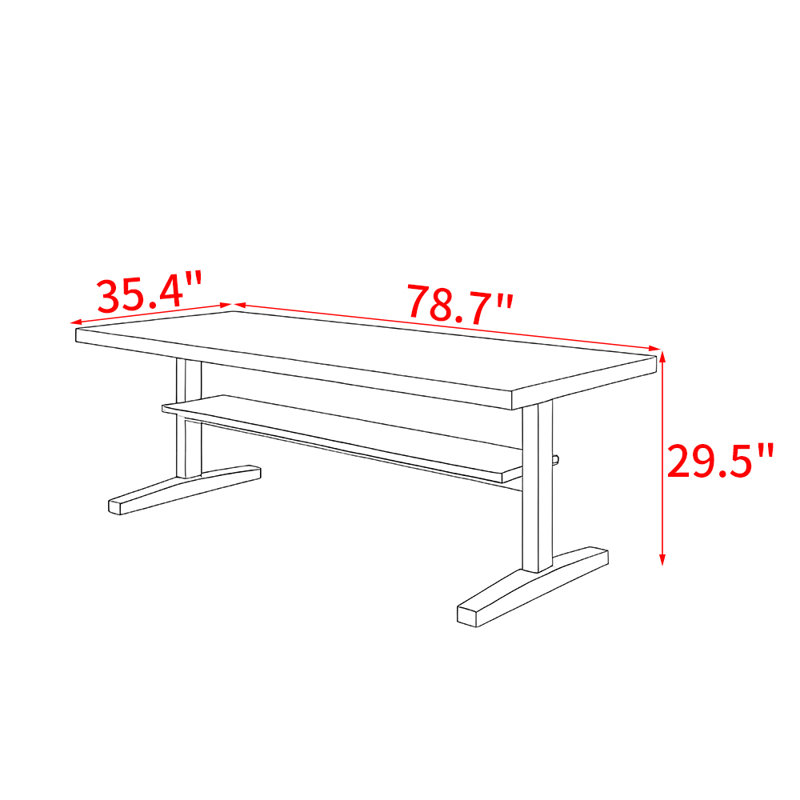 Modern simple solid wood dining table, 29.5"H x 78.7"L x 35.4"W