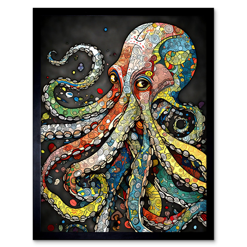 Breelee Behind The Octopus Eyes Watercolour Pastel Tentacle - Single Picture Frame Print