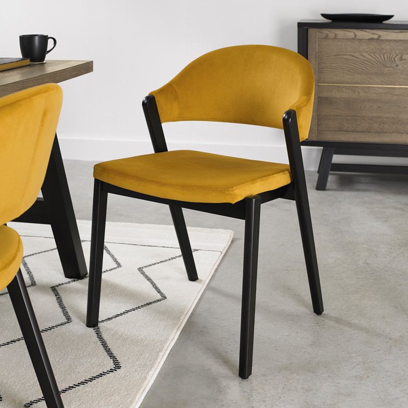 Kostka 49cm H Polyester Blend Upholstered Upholstered Back Side Chair, Mustard