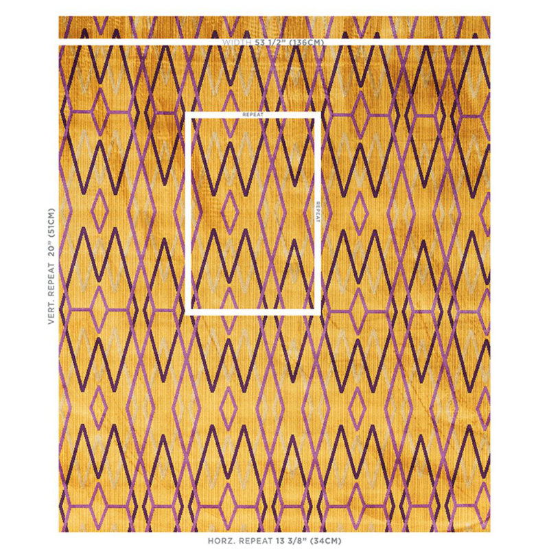 Schumacher x Neisha Crosland Kyoto Trellis Fabric, Saffron