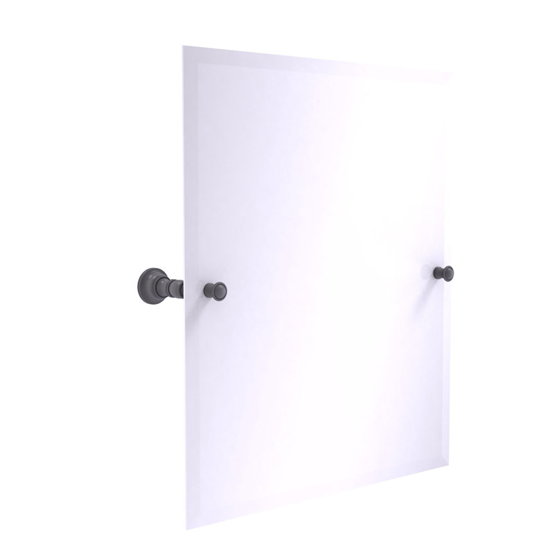 Miroir de meuble-lavabo biseauté sans cadre Freyja, Gris mat, 26 po x 21,8 po