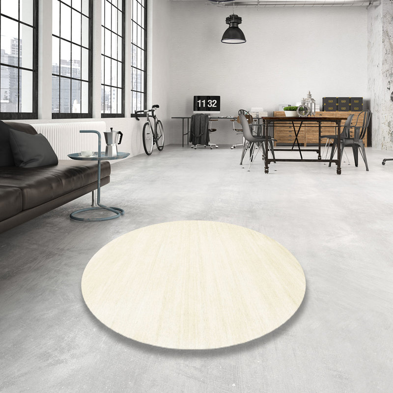 Tapis beige contemporain, Rond 5 pi