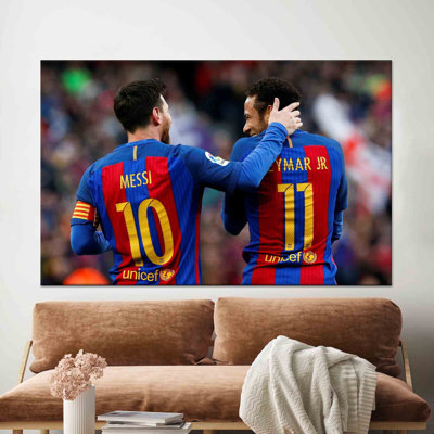 Elegant Messi & Neymar Football Canvas Print - Modern Decor,1P WhiteFramedCanvas