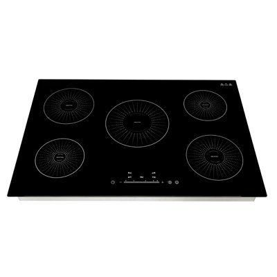 Plaque de cuisson à induction encastrée de 76 cm (30 pouces) avec 5 brûleurs, 220 V 9 200 W, chauffage continu à faible puissance, cuisinière électrique pour la cuisine, 9 niveaux de puissance réglables, commandes tactiles DEL, surface en vitrocéramique, sécurité enfant