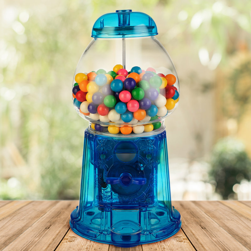 11-Inch Translucent Gumball Machine - Coin-Operated Candy Dispenser Vending Machine and Piggy Bank by Great Northern Popcorn (Blue)