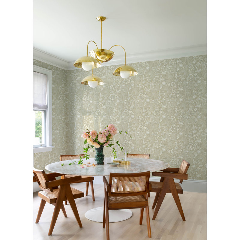 Idalia Navy Floral Flamingo Wallpaper, Gray