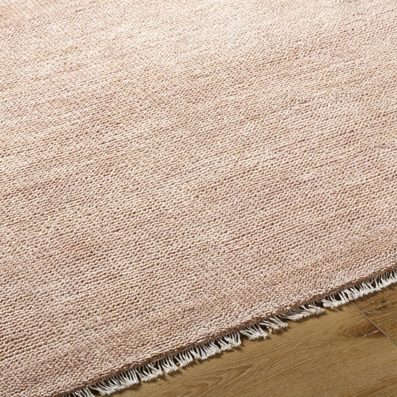 Hand Knotted Wool Area Rug in Pink, Rectangle 10' x 14'