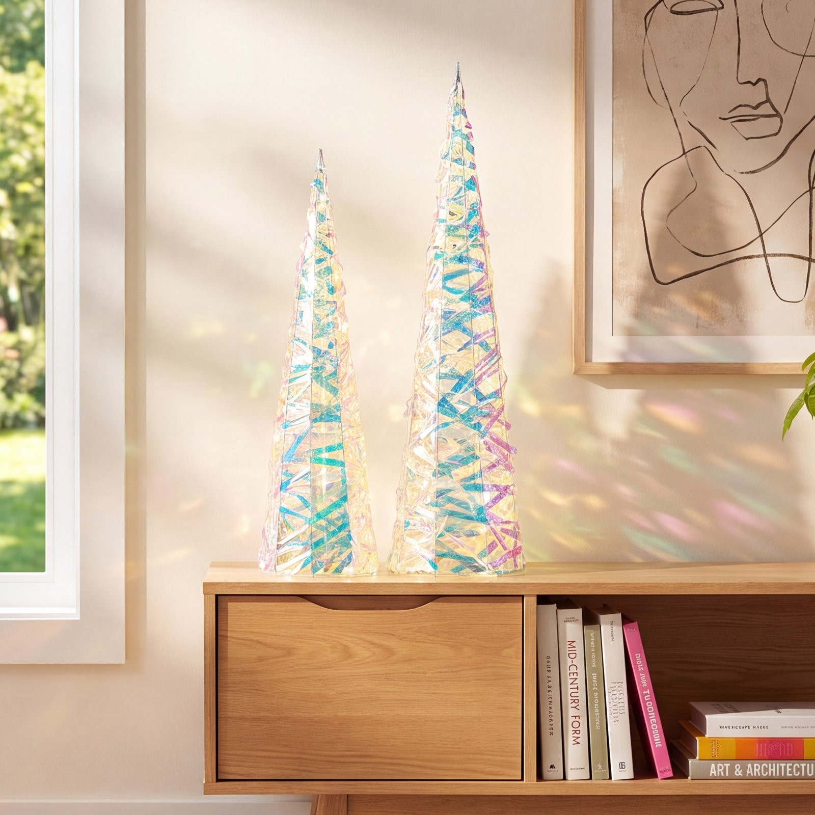 Iridescent LED Tree Set