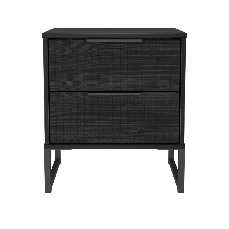 Chaelynn 45cm W Manufactured Wood Bedside Table, Black