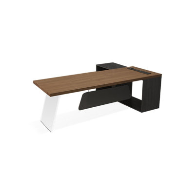 Bureau de direction rectangulaire en bois massif brun clair + acrylique